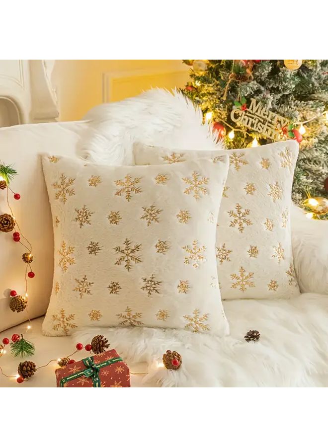 4pcs Golden Snowflake Sequin Pillow Covers for Sofa Cushion Modern Polyester Holiday Home Decor - Image 2