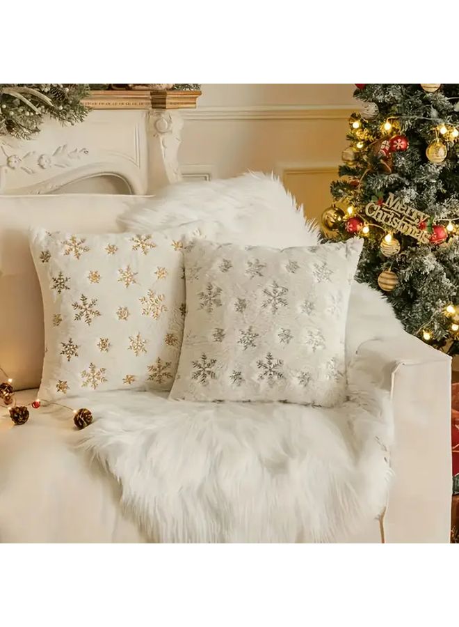 4pcs Golden Snowflake Sequin Pillow Covers for Sofa Cushion Modern Polyester Holiday Home Decor - Image 4