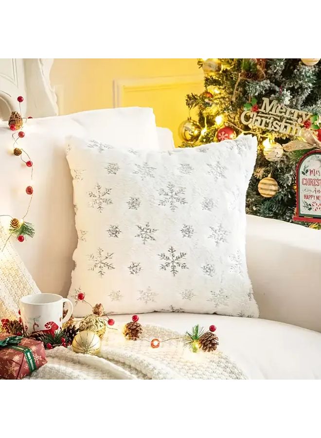 4pcs Golden Snowflake Sequin Pillow Covers for Sofa Cushion Modern Polyester Holiday Home Decor - Image 5