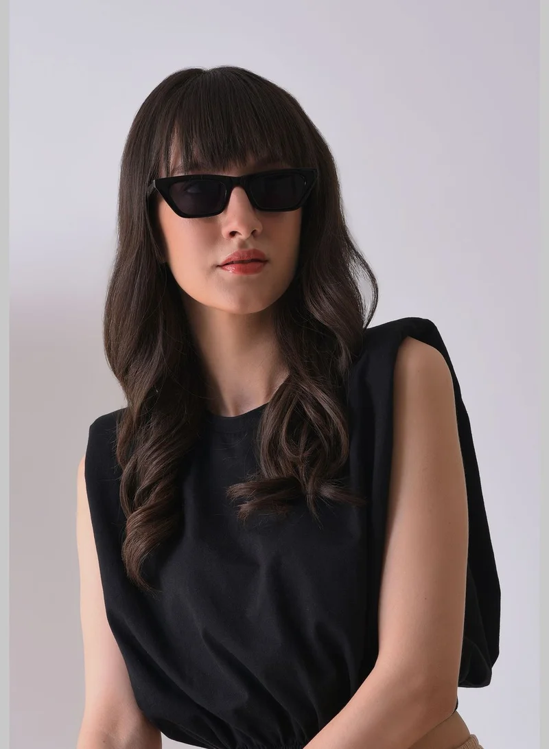 Haute Sauce Women Black Lens Black Butterfly Sunglasses