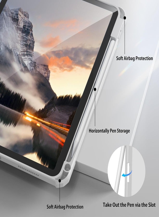 kenke جراب Kenke لجهاز iPad من الجيل 11/10 مع حامل قلم، مقاس 11/10.9 بوصة، إصدار 2025 A16/2022، غطاء خلفي شفاف من الأكريليك الصلب وحواف من مادة TPU الناعمة، خاصية التشغيل/الإيقاف التلقائي (رمادي) - Image 5