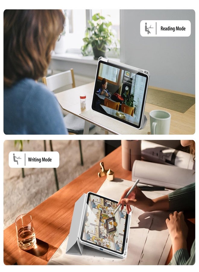 kenke جراب Kenke لجهاز iPad من الجيل 11/10 مع حامل قلم، مقاس 11/10.9 بوصة، إصدار 2025 A16/2022، غطاء خلفي شفاف من الأكريليك الصلب وحواف من مادة TPU الناعمة، خاصية التشغيل/الإيقاف التلقائي (رمادي) - Image 4
