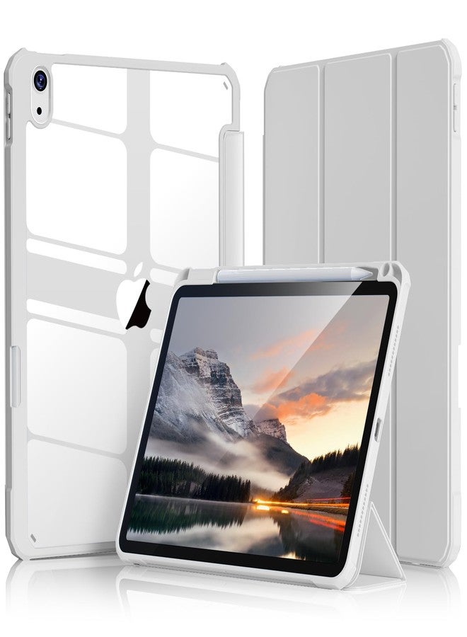 kenke جراب Kenke لجهاز iPad من الجيل 11/10 مع حامل قلم، مقاس 11/10.9 بوصة، إصدار 2025 A16/2022، غطاء خلفي شفاف من الأكريليك الصلب وحواف من مادة TPU الناعمة، خاصية التشغيل/الإيقاف التلقائي (رمادي) - Image 1