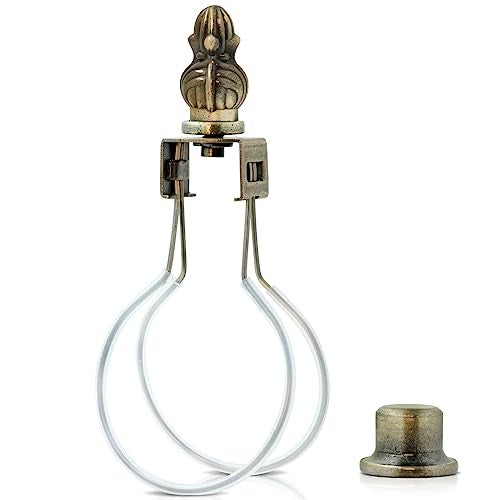 EMNOOTI Lamp Shade Light Bulb Clip Adapter,Lamp Shade Holder with Cap Knob Finial and Silicone Levelers,Clip on Lampshade Adapter to Keep Lamp Shade in Place (Bronze) - Image 2