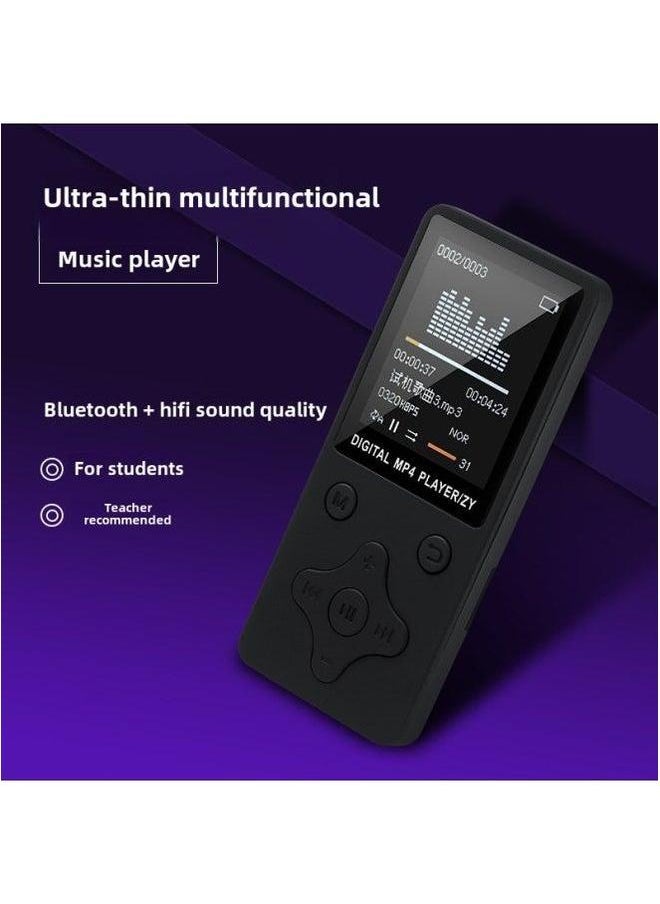 Bluetooth Mp3 Player Mp4 Thin Mini Student Portable Lossless Music Listening To Songs Wholesale-Body Color:Blue-Memory Capacity:Card (prismatic Key)