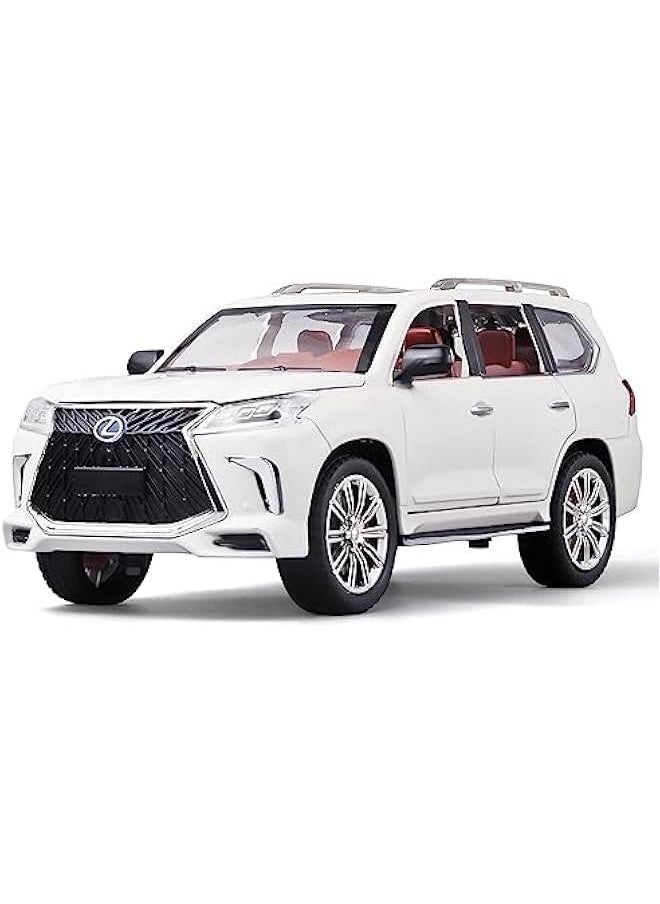 Generic - Toy Cars Lexus 570 Boys Big Off-Road SUV Model Car，1/24 Diecast Metal Car Toys ，with Lights Sound and Pull Back Toy Car，Toy Cars for Boys Age 4-7（White） - Image 1