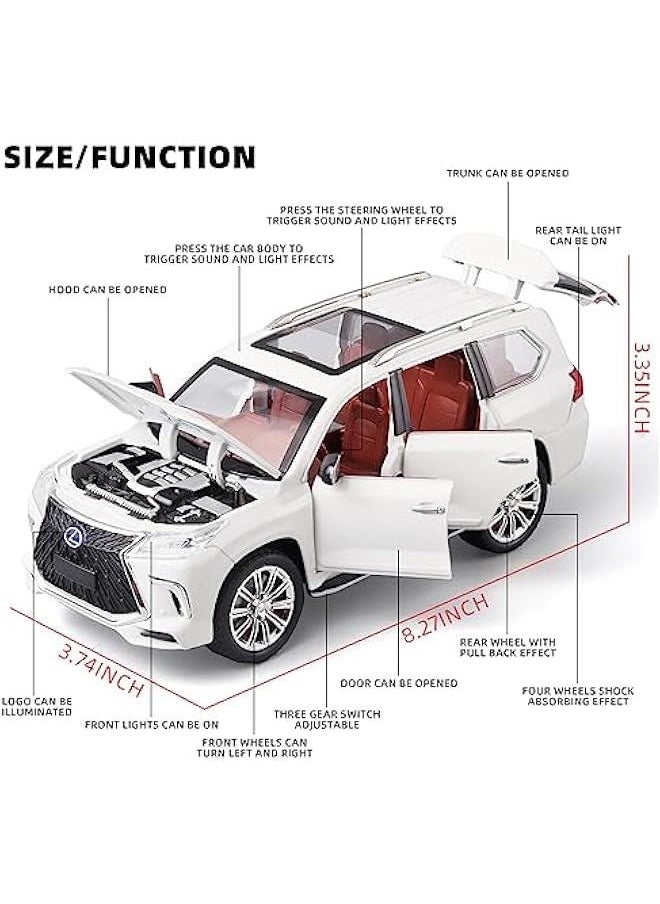 Generic - Toy Cars Lexus 570 Boys Big Off-Road SUV Model Car，1/24 Diecast Metal Car Toys ，with Lights Sound and Pull Back Toy Car，Toy Cars for Boys Age 4-7（White） - Image 1