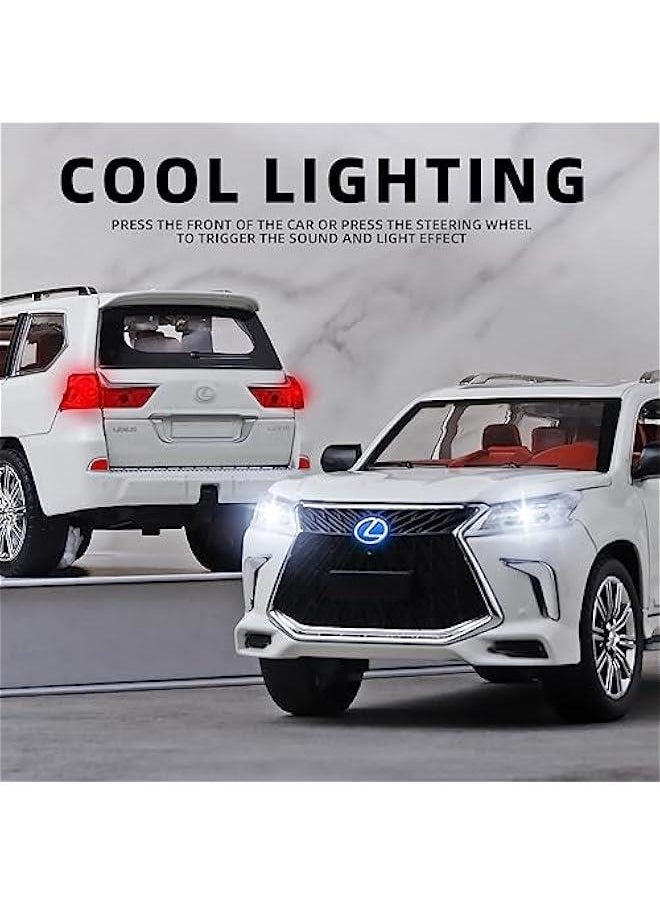 Generic - Toy Cars Lexus 570 Boys Big Off-Road SUV Model Car，1/24 Diecast Metal Car Toys ，with Lights Sound and Pull Back Toy Car，Toy Cars for Boys Age 4-7（White） - Image 1