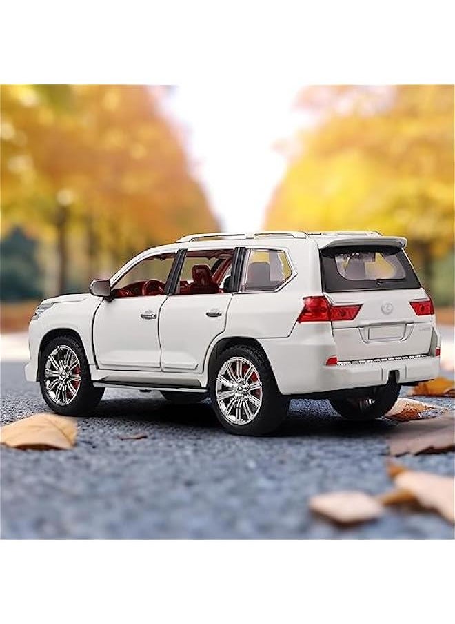 Generic - Toy Cars Lexus 570 Boys Big Off-Road SUV Model Car，1/24 Diecast Metal Car Toys ，with Lights Sound and Pull Back Toy Car，Toy Cars for Boys Age 4-7（White） - Image 1