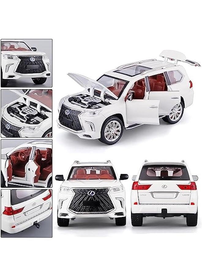 Generic - Toy Cars Lexus 570 Boys Big Off-Road SUV Model Car，1/24 Diecast Metal Car Toys ，with Lights Sound and Pull Back Toy Car，Toy Cars for Boys Age 4-7（White） - Image 1