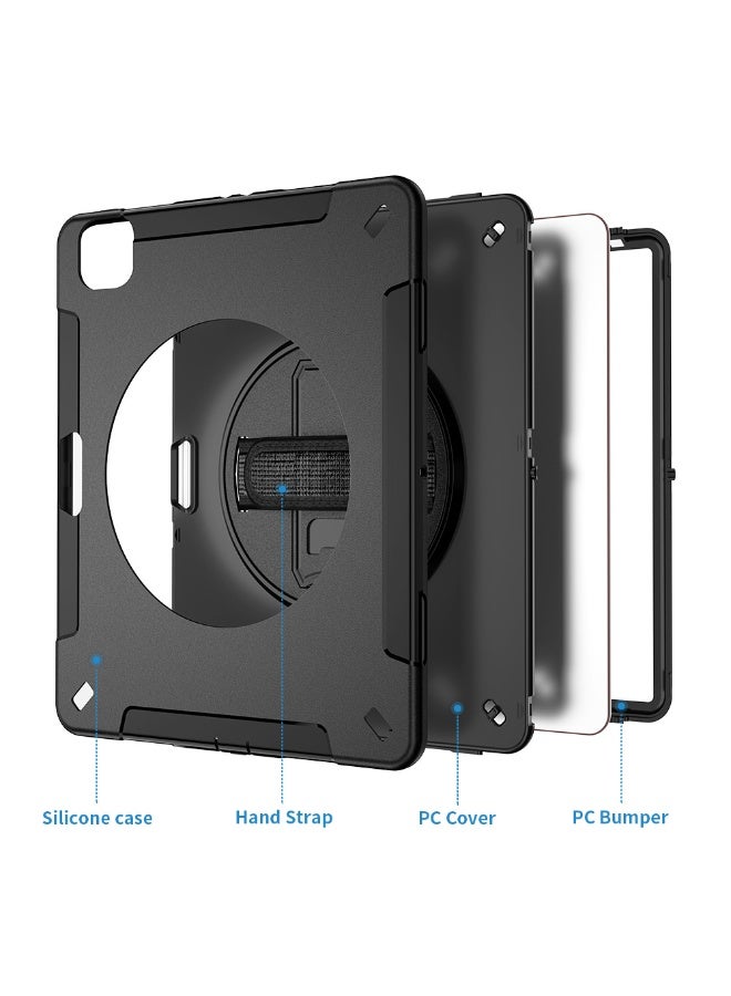 عام غطاء آيباد برو 13 بوصة (2024): غطاء متين ثلاثي الطبقات مقاوم للصدمات عالي الجودة لآيباد برو 13 بوصة مع حامل دوار 360 درجة - مقبض - حزام كتف. - Image 2