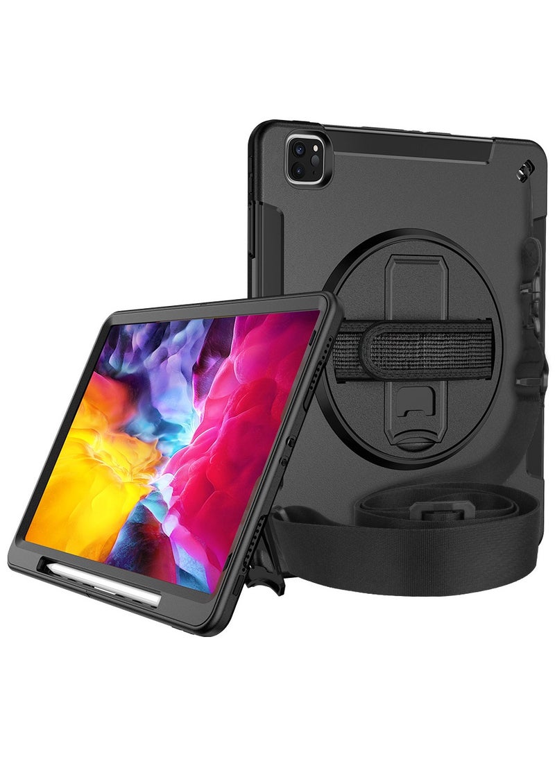 عام غطاء آيباد برو 13 بوصة (2024): غطاء متين ثلاثي الطبقات مقاوم للصدمات عالي الجودة لآيباد برو 13 بوصة مع حامل دوار 360 درجة - مقبض - حزام كتف. - Image 1