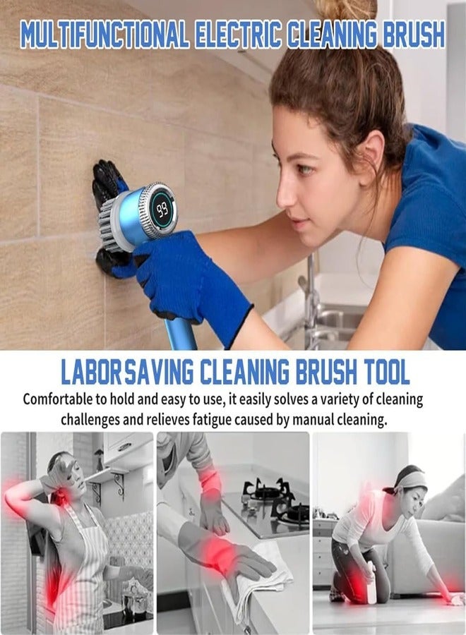 Electric Cleaning Brush, Electric Brush with 5 Replaceable Heads and 3 Speeds, Portable Cordless Handheld Cleaning Brush with LED Display, for Kitchen, Bathroom, Floor - Image 5