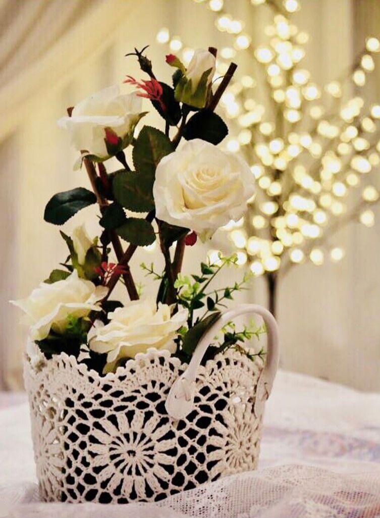 Salla Floral Arrangement White Flowers Green Leaves Bamboo Sticks Grass Base 50cm - Image 5