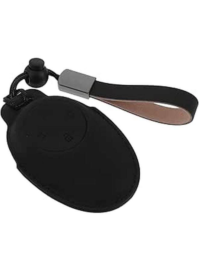 Classic Black PU Leather Key Fob Holder Case with Lanyard for Automotive Interior Accessories - Image 1