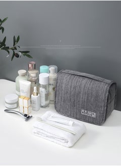 Generic Multifunctional hanging toiletry bag Large capacity travel storage bag Dry and wet separation cosmetic bag Business trip waterproof storage bag  grey  - Image 2