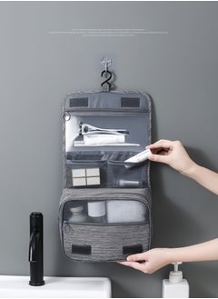 Generic Multifunctional hanging toiletry bag Large capacity travel storage bag Dry and wet separation cosmetic bag Business trip waterproof storage bag  grey  - Image 3