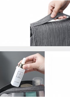 Generic Multifunctional hanging toiletry bag Large capacity travel storage bag Dry and wet separation cosmetic bag Business trip waterproof storage bag  grey  - Image 5