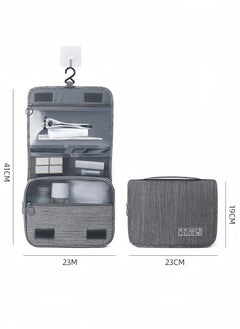 Generic Multifunctional hanging toiletry bag Large capacity travel storage bag Dry and wet separation cosmetic bag Business trip waterproof storage bag  grey  - Image 1