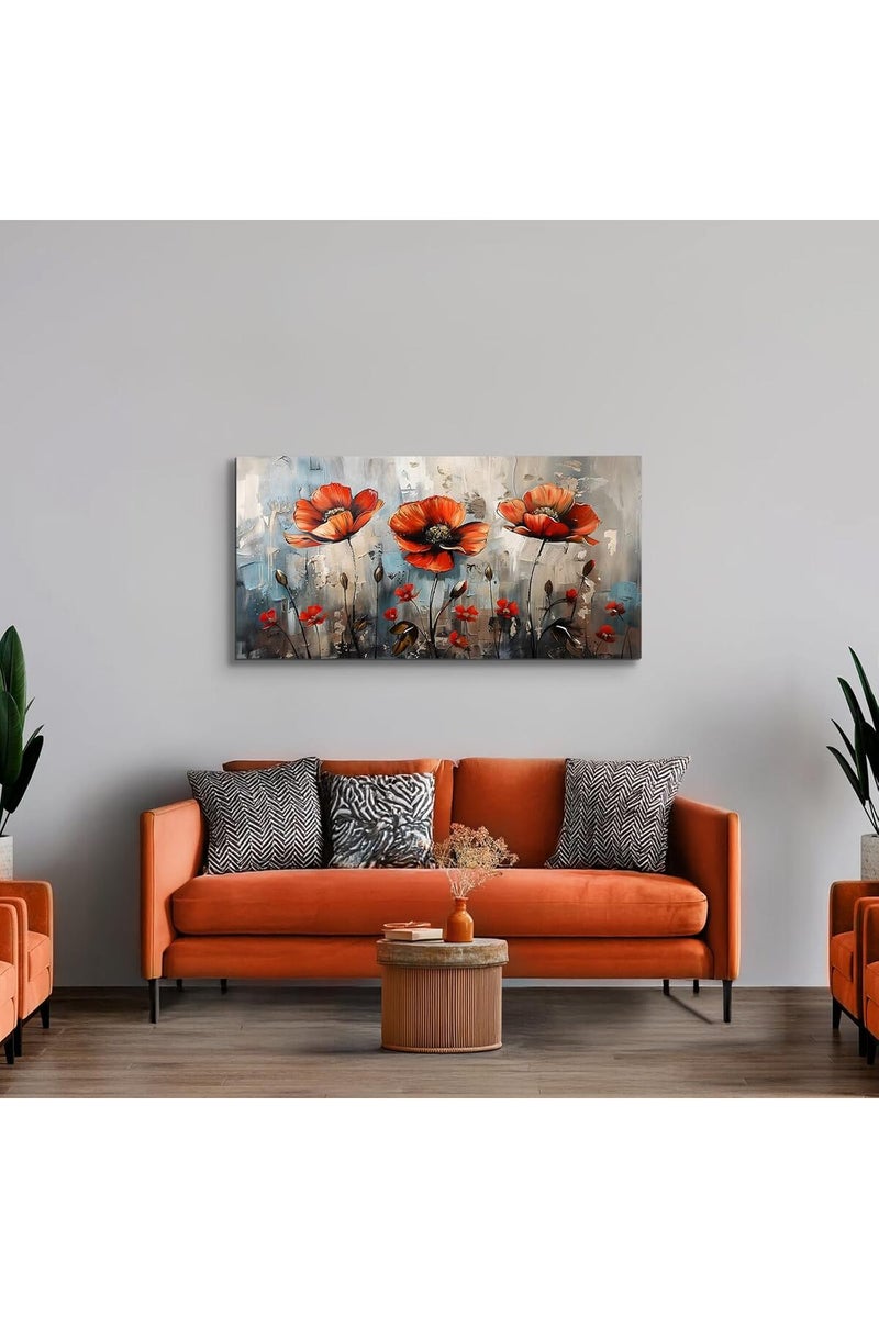 EMODA Wildflowers Wrap Framed Canvas wall art (60x120 cm) – Colorful Nature Painting - Image 3