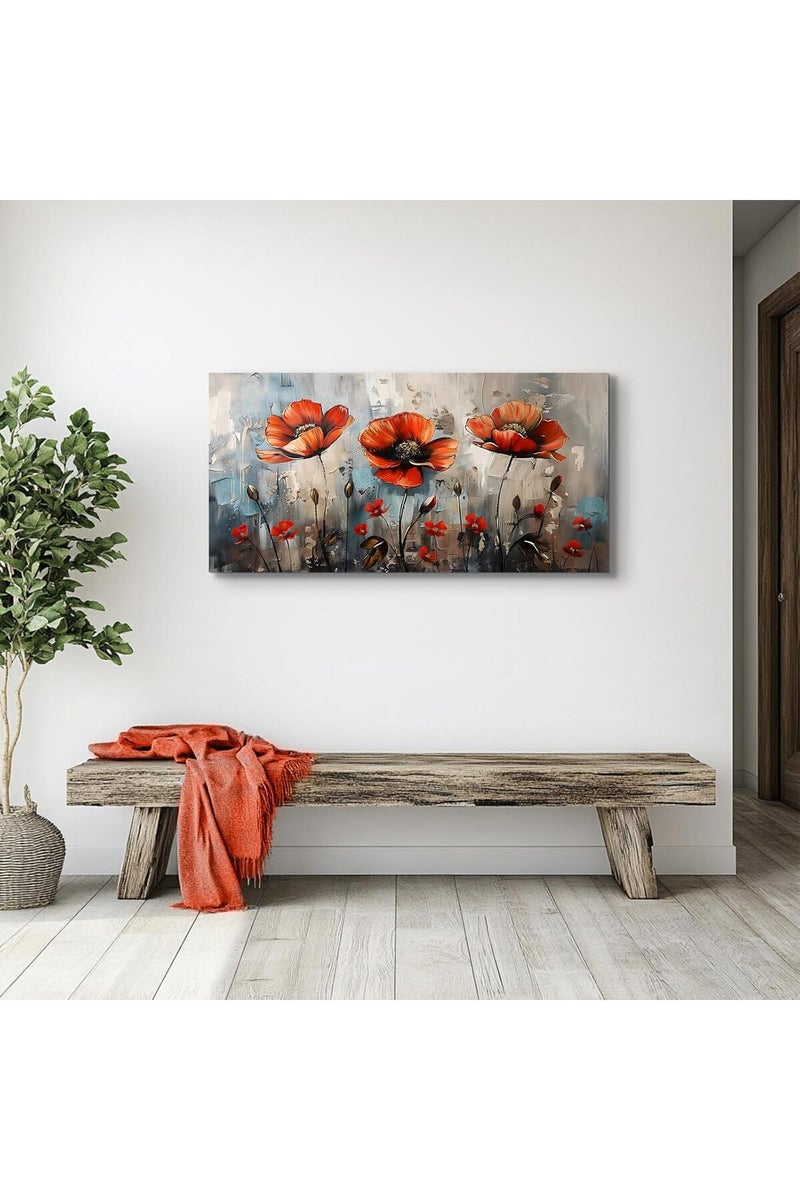 EMODA Wildflowers Wrap Framed Canvas wall art (60x120 cm) – Colorful Nature Painting - Image 2