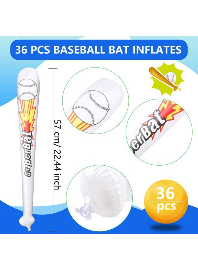Sonarun 36 Pack Inflatable Baseball Bats Bulk Blow Up Baseball bat inflates for Summer Pool Baseball Birthday Party Favors - Image 2
