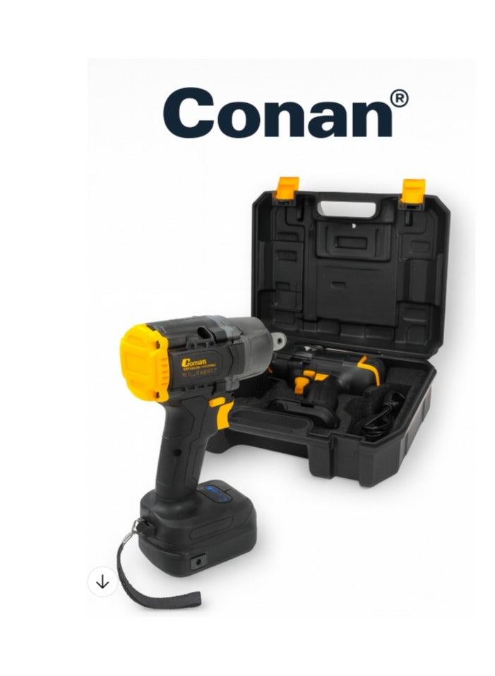 Conan 21V Brushless 1/2" Impact Wrench Kit – 2× 21V 3.0Ah Li-ion Batteries + Fast Charger + Hard Carry Case, 1/2" Anvil with Pin/Ring, Professional Cordless Set for Automotive Wheel Nuts, Workshop & DIY (Model COLW0821B) - Image 5