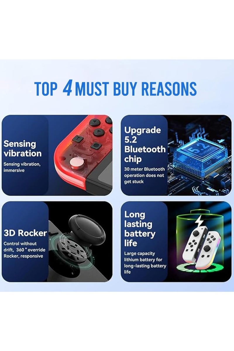 Ainawo Joy Cons Wireless Controller For Nintendo Switch, L/R Controllers Replacement Compatible With Nintendo Switch/Lite/OLED, Joystick With Wake-up/Screenshot/Dual Vibration/Motion Control Function - Image 3