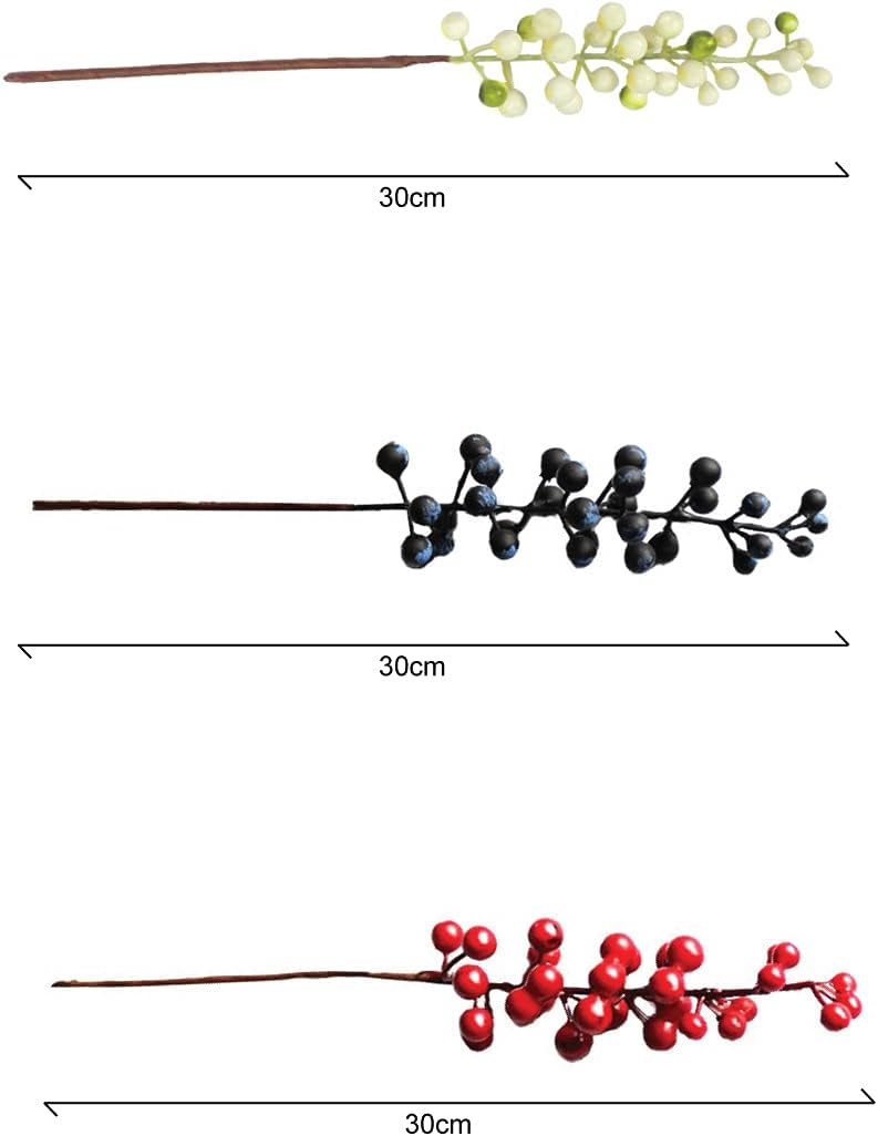 OrgMemory Artificial Berry, Fake Burgundy Berry, (20 pcs, 12" Each), Artificial Berries Stems for Xmas Tree Wreath Decorations Home Decor (blue) - Image 2