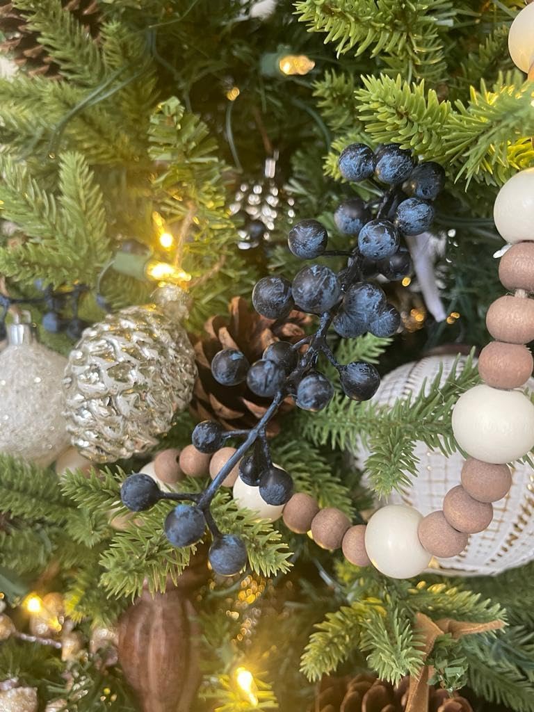OrgMemory Artificial Berry, Fake Burgundy Berry, (20 pcs, 12" Each), Artificial Berries Stems for Xmas Tree Wreath Decorations Home Decor (blue) - Image 3
