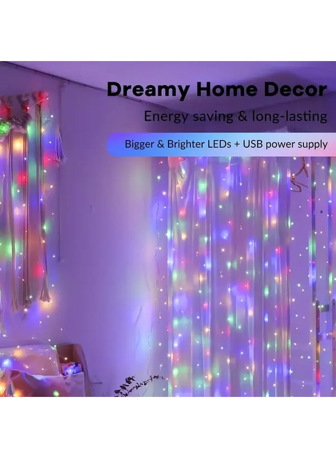 Multi Color 100 LEDs Fairy Curtain Lights USB Plug in Indoor Outdoor Hanging Decor - Image 2