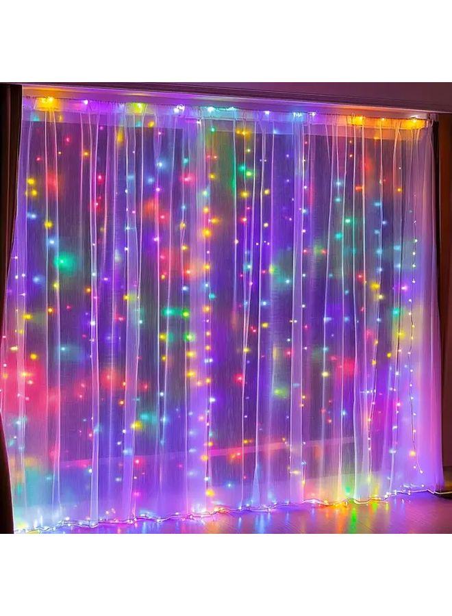 Multi Color 100 LEDs Fairy Curtain Lights USB Plug in Indoor Outdoor Hanging Decor - Image 1