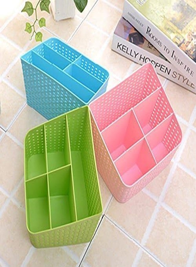 PUTHAK- 5 Compartments Plastic Multipurpose Stand Desk Organiser for Cosmetic, Pen, Mobile, Remote - Image 2