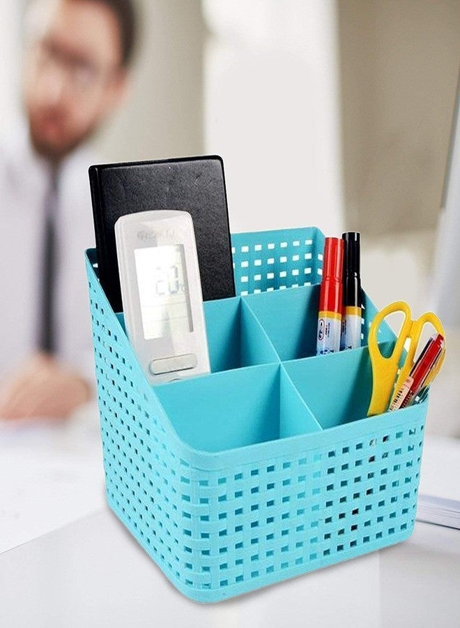 PUTHAK- 5 Compartments Plastic Multipurpose Stand Desk Organiser for Cosmetic, Pen, Mobile, Remote - Image 1