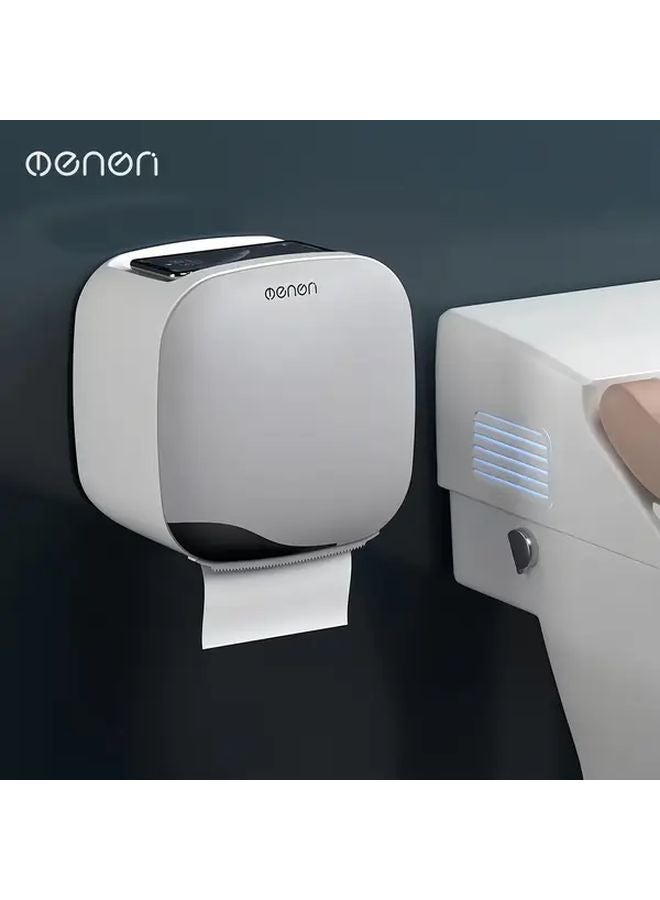 Grey No Drill Bathroom Tissue Holder Waterproof Plastic Toilet Paper Dispenser - Image 1