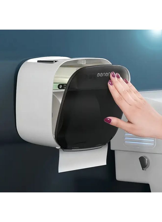 Grey No Drill Bathroom Tissue Holder Waterproof Plastic Toilet Paper Dispenser - Image 5