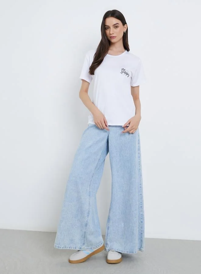 Take Two Take Two Slogan Print Regular Fit T-Shirt