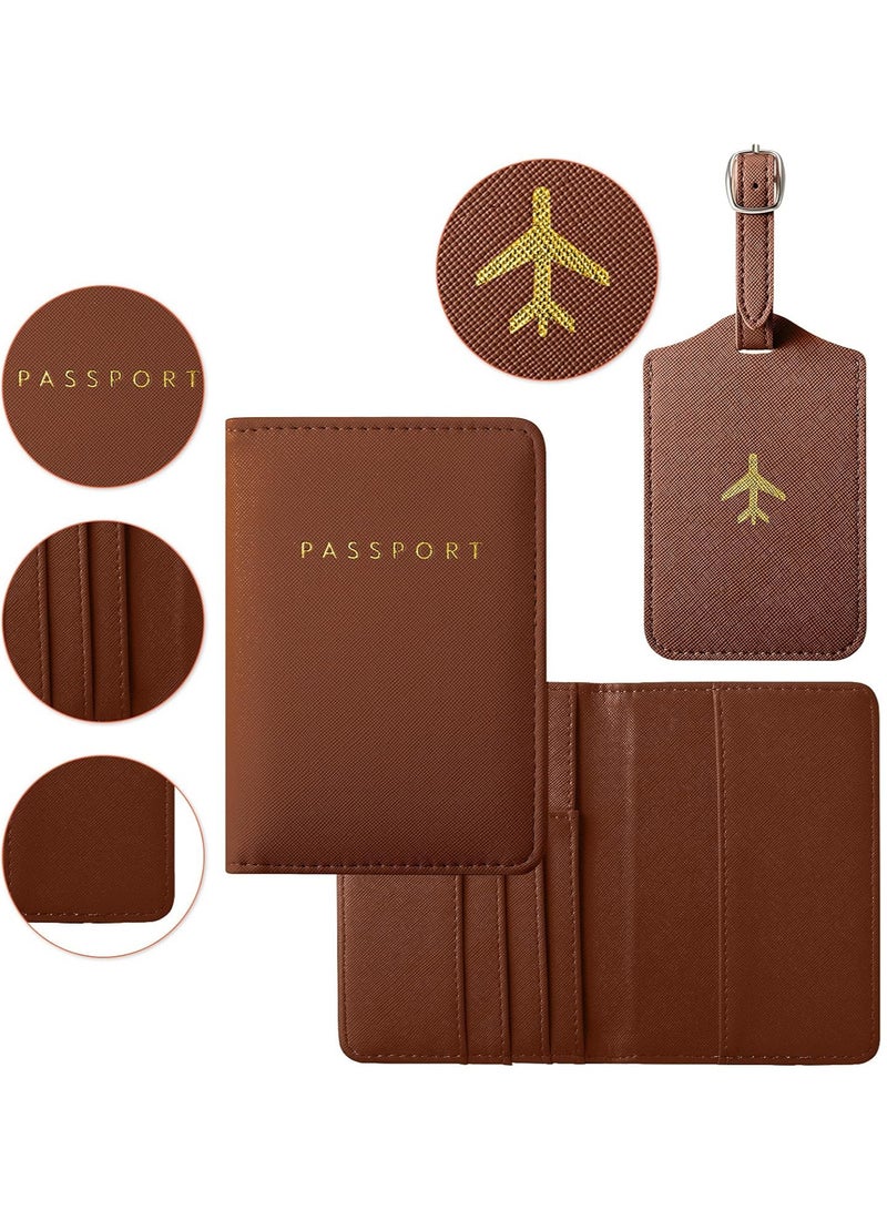 Passport Covers and Luggage Tags, Passport Holder Travel Suitcase Tag (Brown) - Image 3