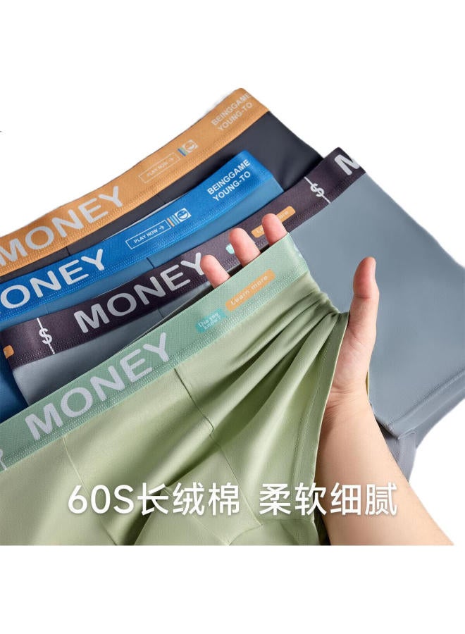 Modal 4-Pack Men'S Cotton Underwear With Ginseng And Goji Berry Care, Antibacterial Boxer Briefs For Men Loose Breathable Four-Corner Shorts - Image 3