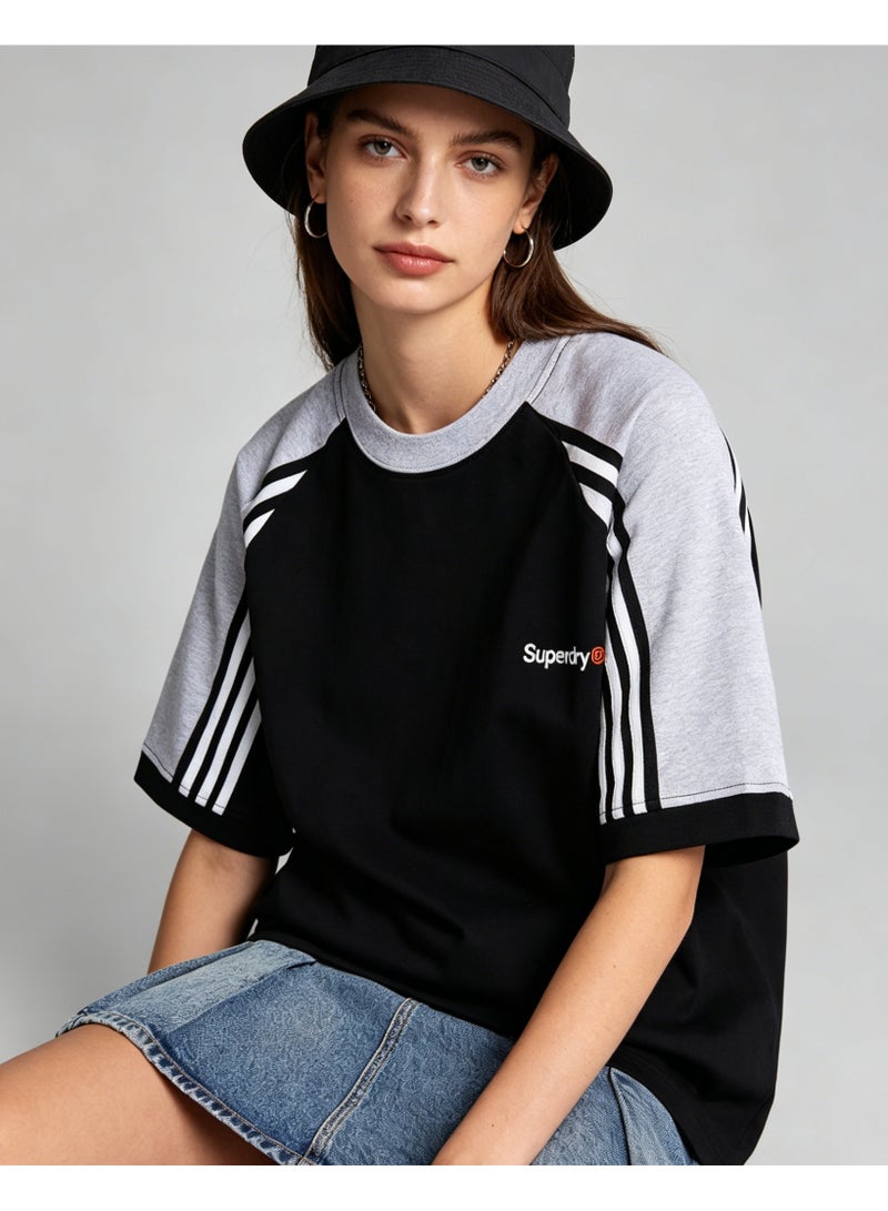 سوبر دراي Superdry street skateboard wind shoulder striped round neck T-shirt loose versatile short-sleeved shirt - Image 2