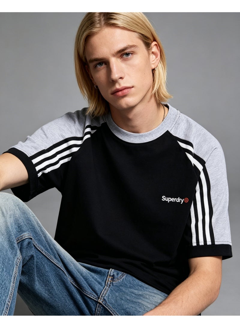 سوبر دراي Superdry street skateboard wind shoulder striped round neck T-shirt loose versatile short-sleeved shirt - Image 1