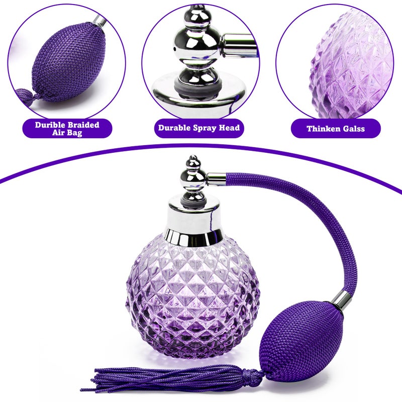 Coolrunner Crystal Art Vintage Style Refillable Perfume Atomizer Long Spray Bottle 100ml(Purple) - Image 2