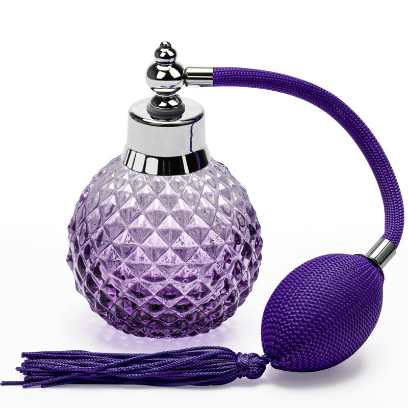 Coolrunner Crystal Art Vintage Style Refillable Perfume Atomizer Long Spray Bottle 100ml(Purple) - Image 1