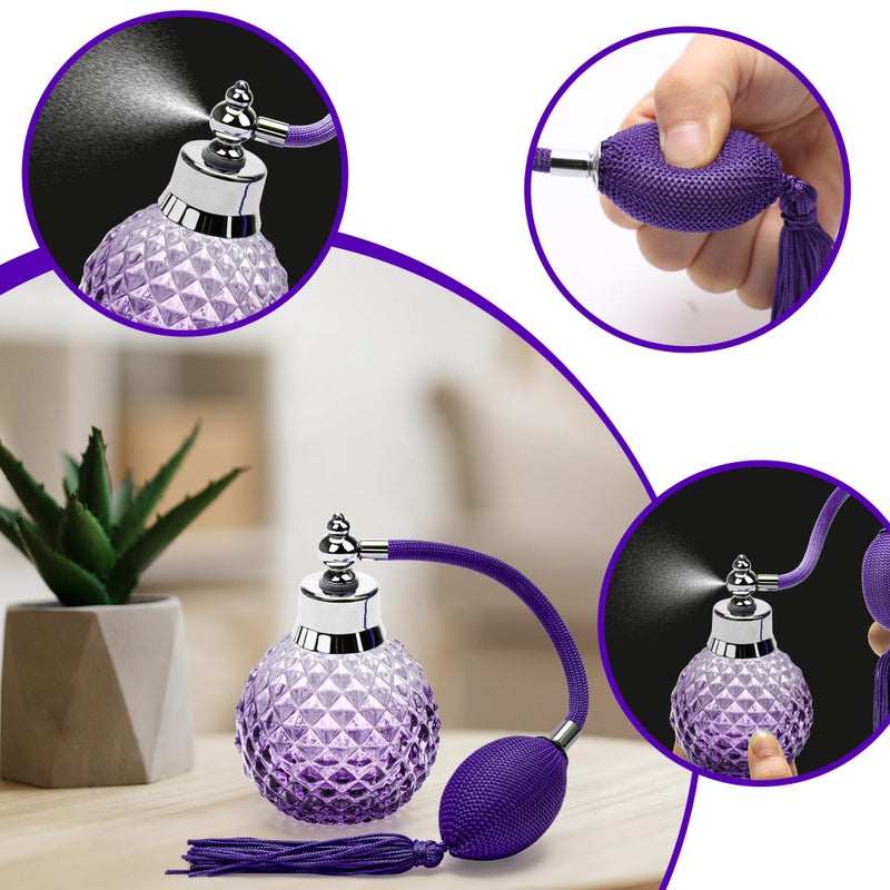 Coolrunner Crystal Art Vintage Style Refillable Perfume Atomizer Long Spray Bottle 100ml(Purple) - Image 4