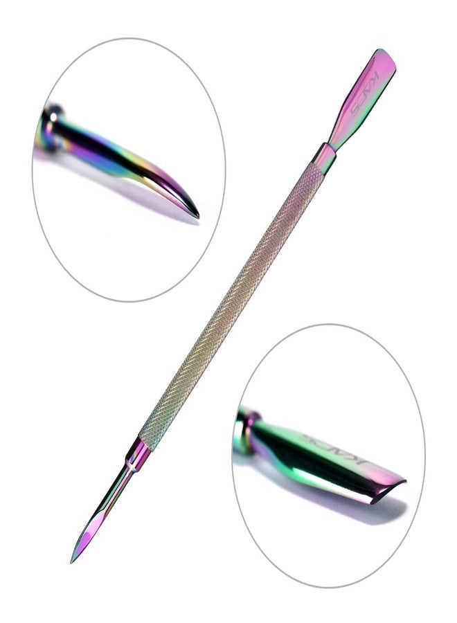 Rolabling Rainbow Stainless Steel Nail Cuticle Pusher Double Ended Cuticle Remover Cleaner Manicure Pedicure Tool - Image 2