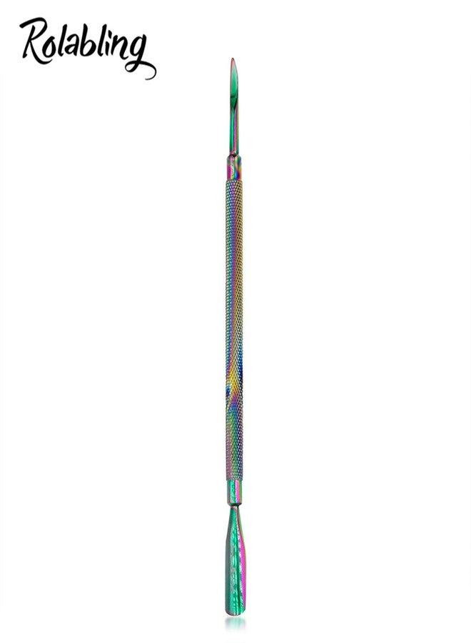 Rolabling Rainbow Stainless Steel Nail Cuticle Pusher Double Ended Cuticle Remover Cleaner Manicure Pedicure Tool - Image 3