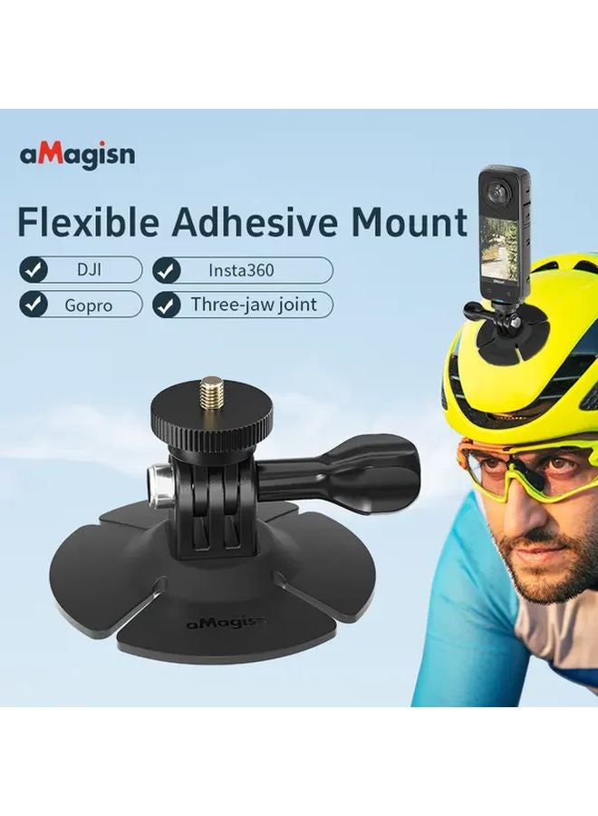 Black Helmet Camera Mount Compatible With DJI Insta360 X4 X5 OSMO Action 4 5 Secure Compact Design - Image 2