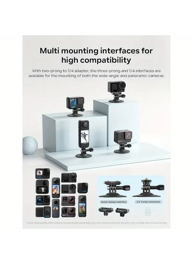 Black Helmet Camera Mount Compatible With DJI Insta360 X4 X5 OSMO Action 4 5 Secure Compact Design - Image 5