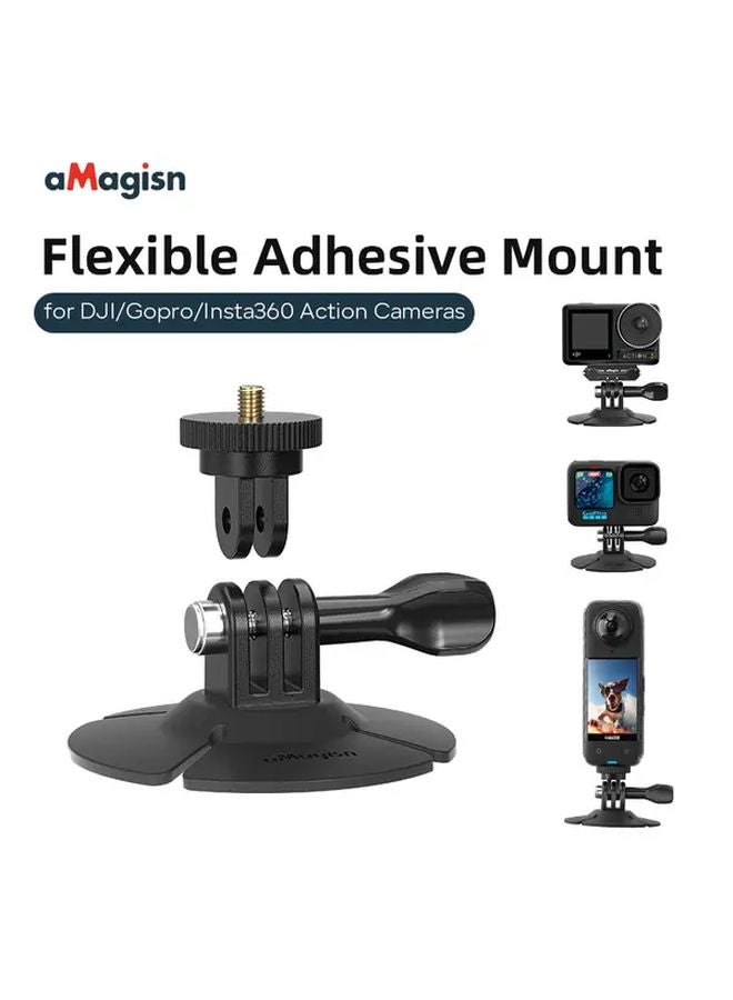 Black Helmet Camera Mount Compatible With DJI Insta360 X4 X5 OSMO Action 4 5 Secure Compact Design - Image 3