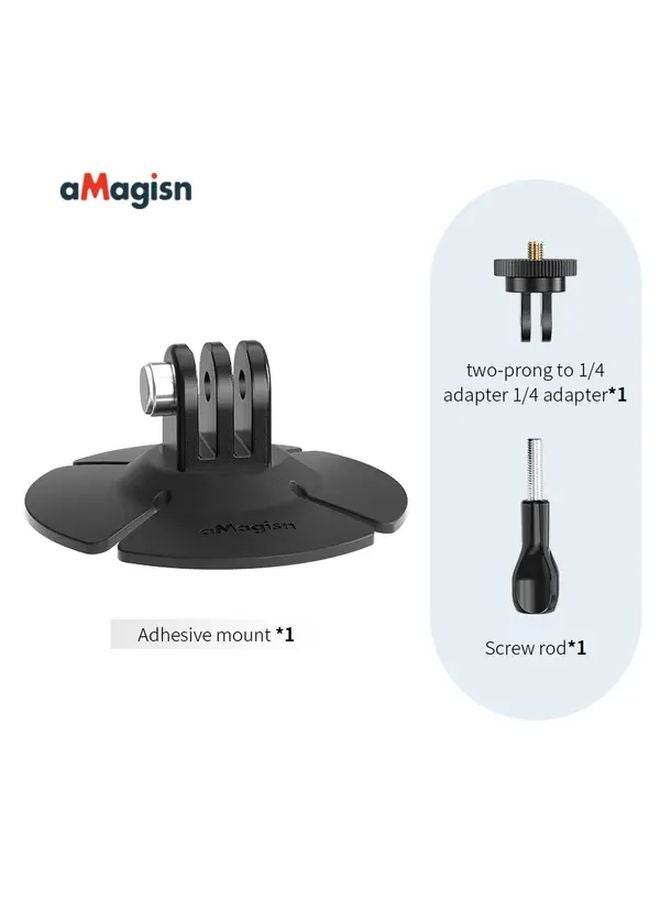 Black Helmet Camera Mount Compatible With DJI Insta360 X4 X5 OSMO Action 4 5 Secure Compact Design - Image 1